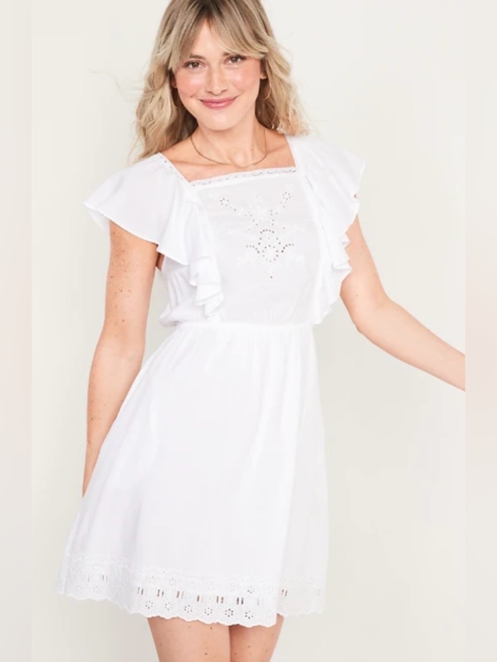 Old Navy Waist-Defined Flutter-Sleeve Tie-Back Mini Dress